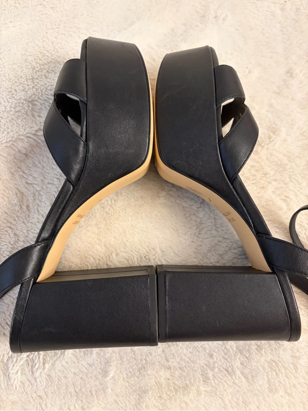 NEW Stuart Weitzman 9 Miami Platform Sandal block heel black open toe leather